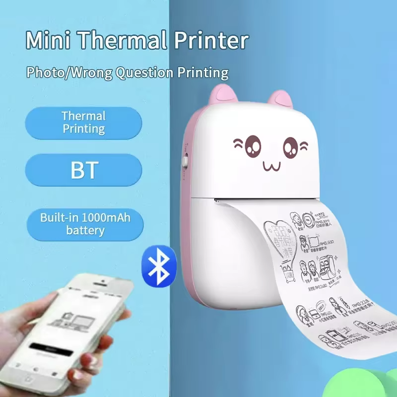 Cute Mini Bluetooth Thermal Printer – Portable Pocket Photo & Sticker Printer